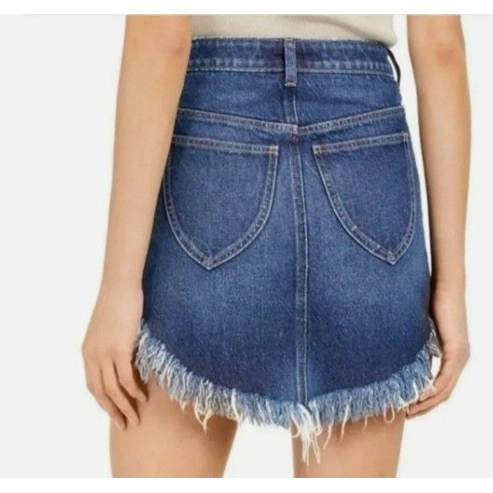 Free People Bailey Denim raw hem Mini Skirt- Size 26 NWT - Picture 3 of 15